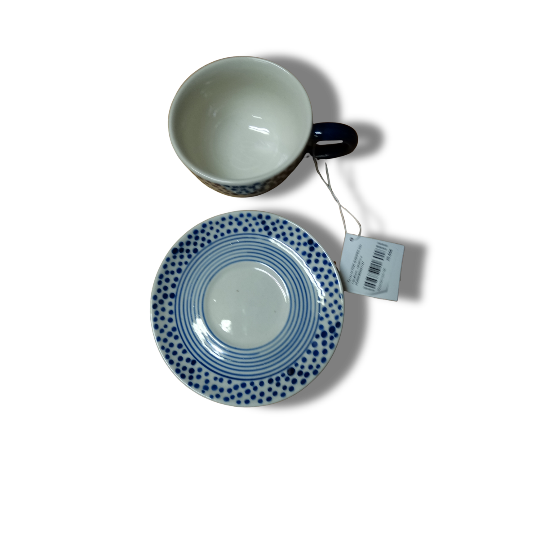 Particolari Tazza da tè con piattino DOT-STRIPES blu | ceramica artigianale Vietnam