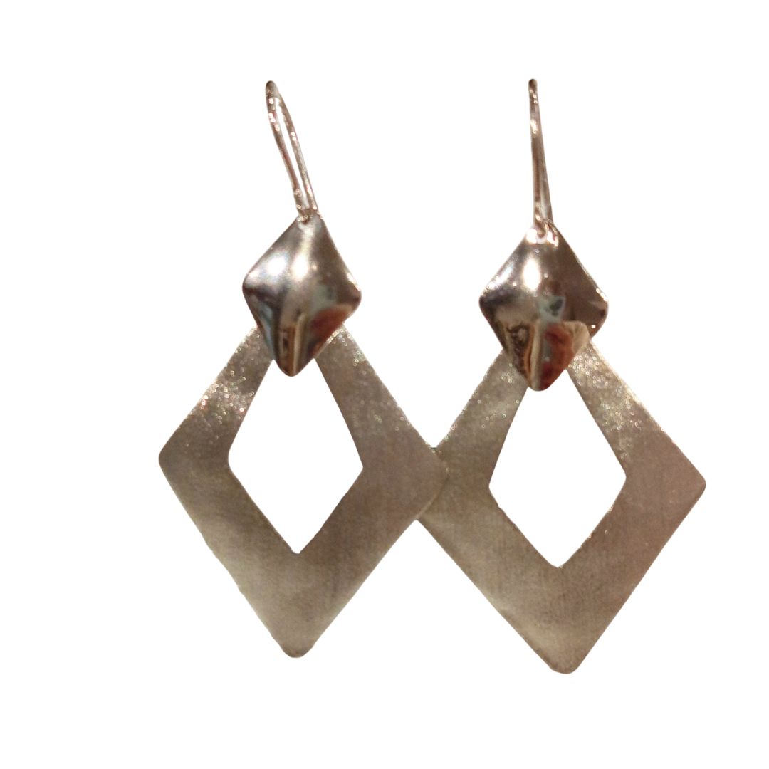 Orecchini geometrici silver artigianali  in ottone| Bijoux solidali Cambogia