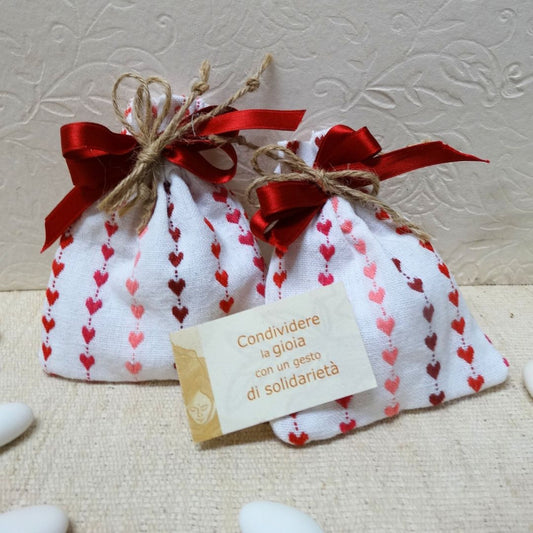 SACCHETTINO PORTACONFETTI CUORICINI IN LINO| COD HUBQE7381760