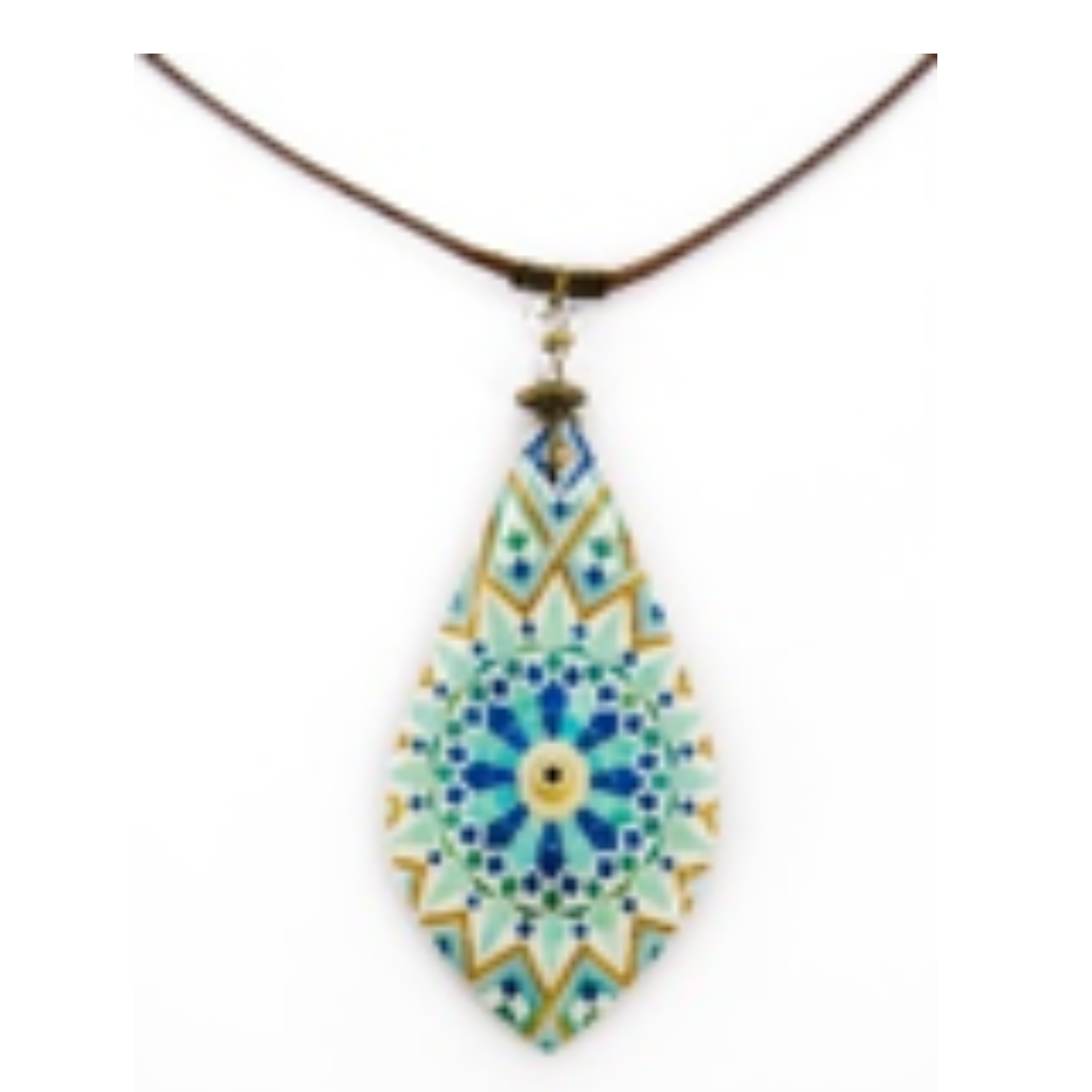 Collana Pendente Diamante ceramica Casablanca – Gioielli solidale Papital Gallery (Iran)