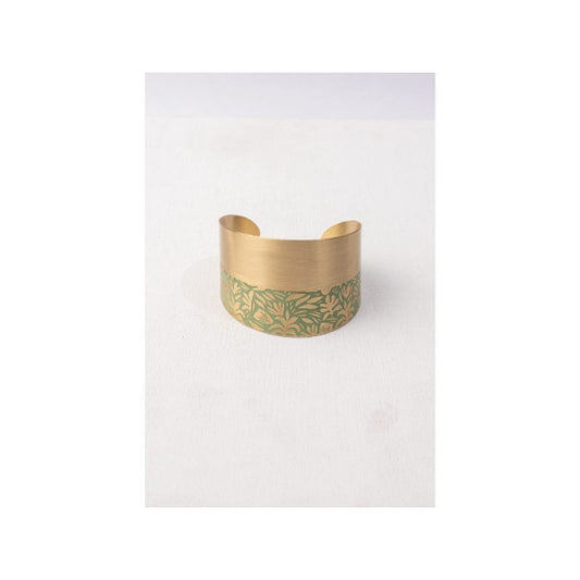 BRACCIALE TARASSACO IN OTTONE INCISO VERDE| HUBM341126148011