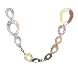 COLLANA CESELLATA ANELLI CORTA OTTONE SILVER CAMBOGIA| COD IDAOC104
