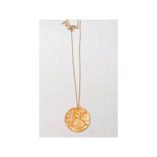 COLLANA TARASSACO IN OTTONE INCISO ARANCIO| HUBM341126147601