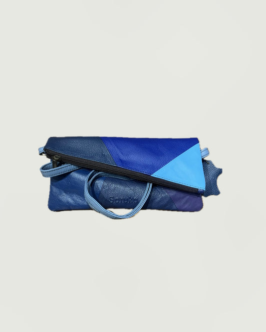 Borsa a tracolla Mila Soruka in pelle recuperata blu | Artigianato indiano