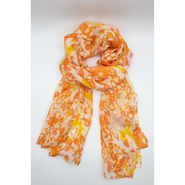 Stola artigianale in seta stampata Marinella color ARANCIO | Collezione On Earth | Equosolidale &amp; Sostenibile