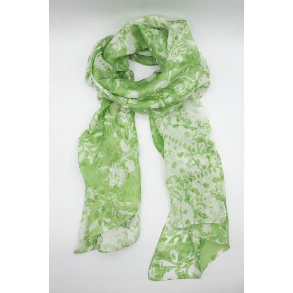 Stola artigianale in seta stampata Sandra color verde | Collezione On Earth | Equosolidale &amp; Sostenibile