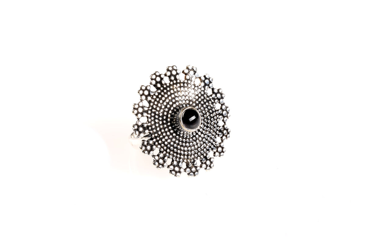 ANELLO MANTRA OTTONE PIETRA ONICE | COD HUBM373126000207