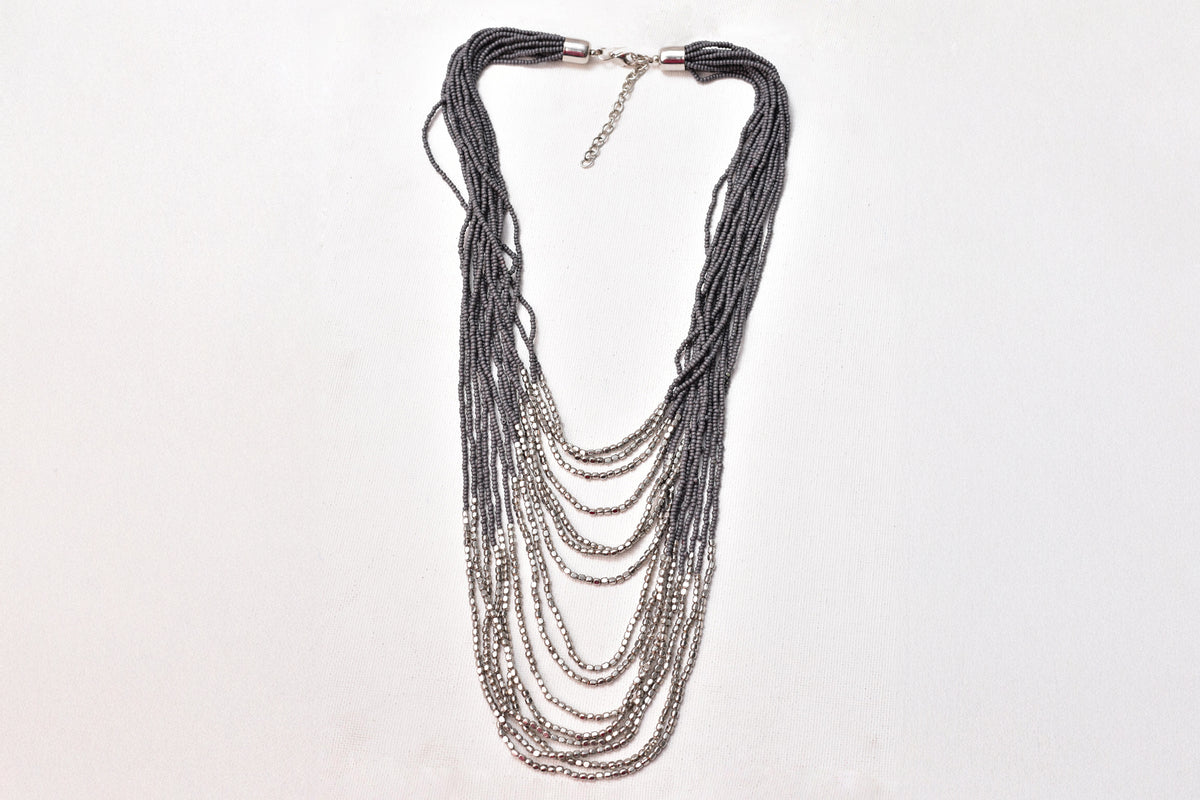 COLLANA AURORA FERRO OTTONE VETRO GRIGIO| HUBM3731134007017