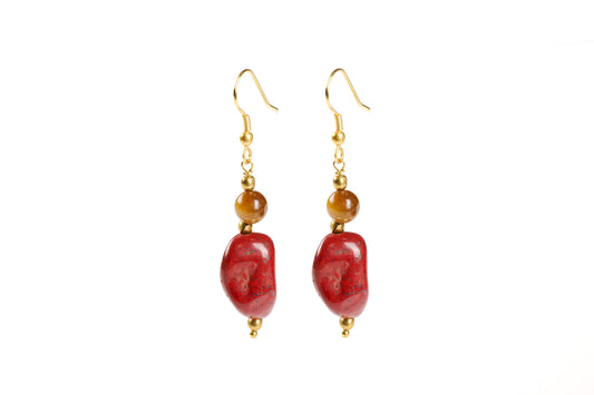 Orecchini elements occhio di tigre diaspro| bijoux solidale India