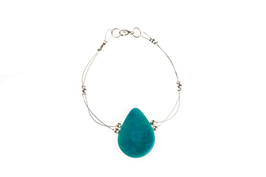 Bracciale NEMA – tagua verde acqua (equosolidale, Camari Ecuador)