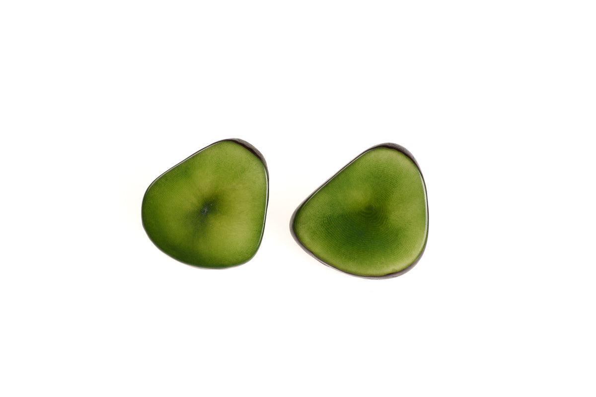 Orecchini Dama Taglio Cuore Verde (equosolidale, Camari Ecuador)