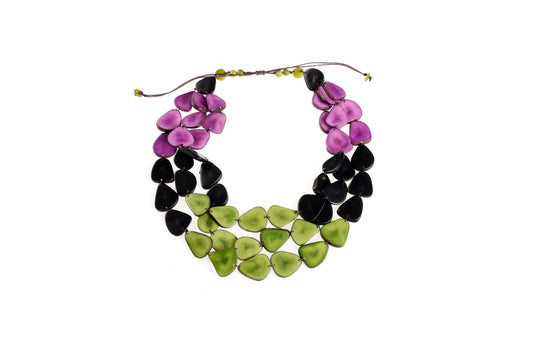 Collana Dama 3 Colori – tagua verde acqua (equosolidale, Camari Ecuador)