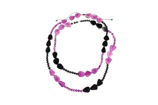 Collana Bosco – tagua viola e nera (equosolidale, Camari Ecuador)