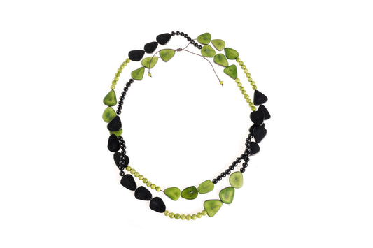 Collana Bosco – tagua verde nera (equosolidale, Camari Ecuador)