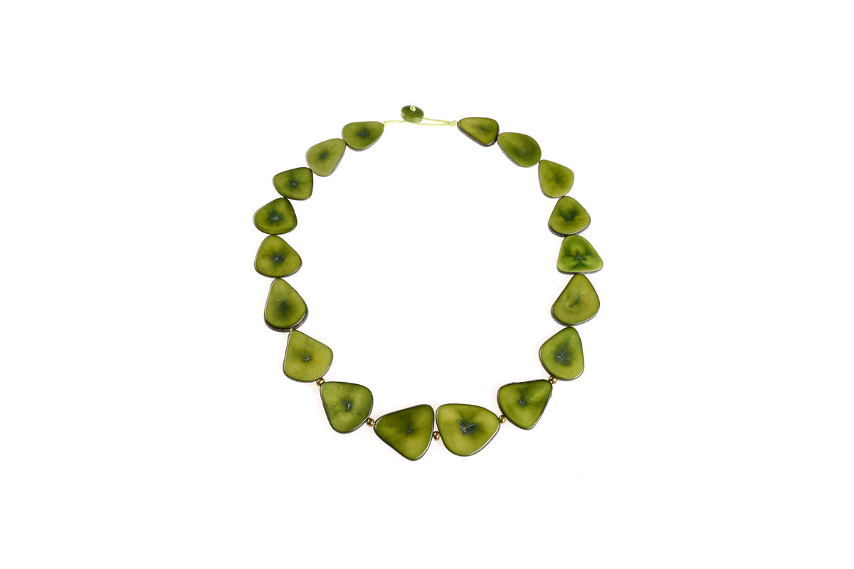 Collana Gotas Tagua Verde equosolidale, Camari Ecuador