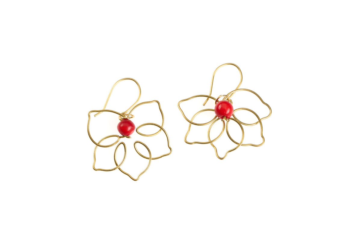 ORECCHINI EOS BRONZ TAGUA FIORE ROSSO | COD HUBM373342010409