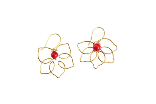 Orecchini EOS tagua fiore rosso| bijoux solidale India
