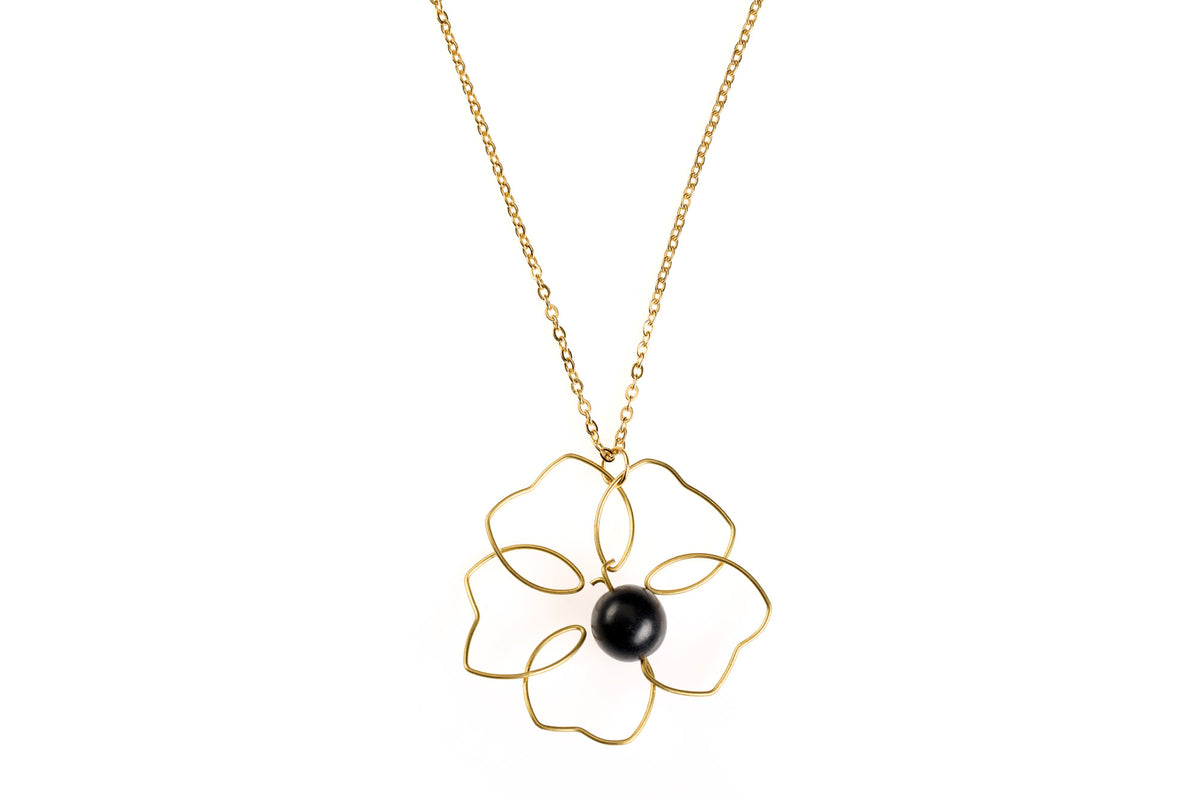 COLLANA FORTUNA QUADRIFOGLIO ORO E NERO | COD HUBM373342010607