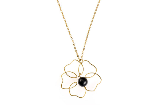 Collana Fortuna Quadrifoglio nero| bijoux solidale India