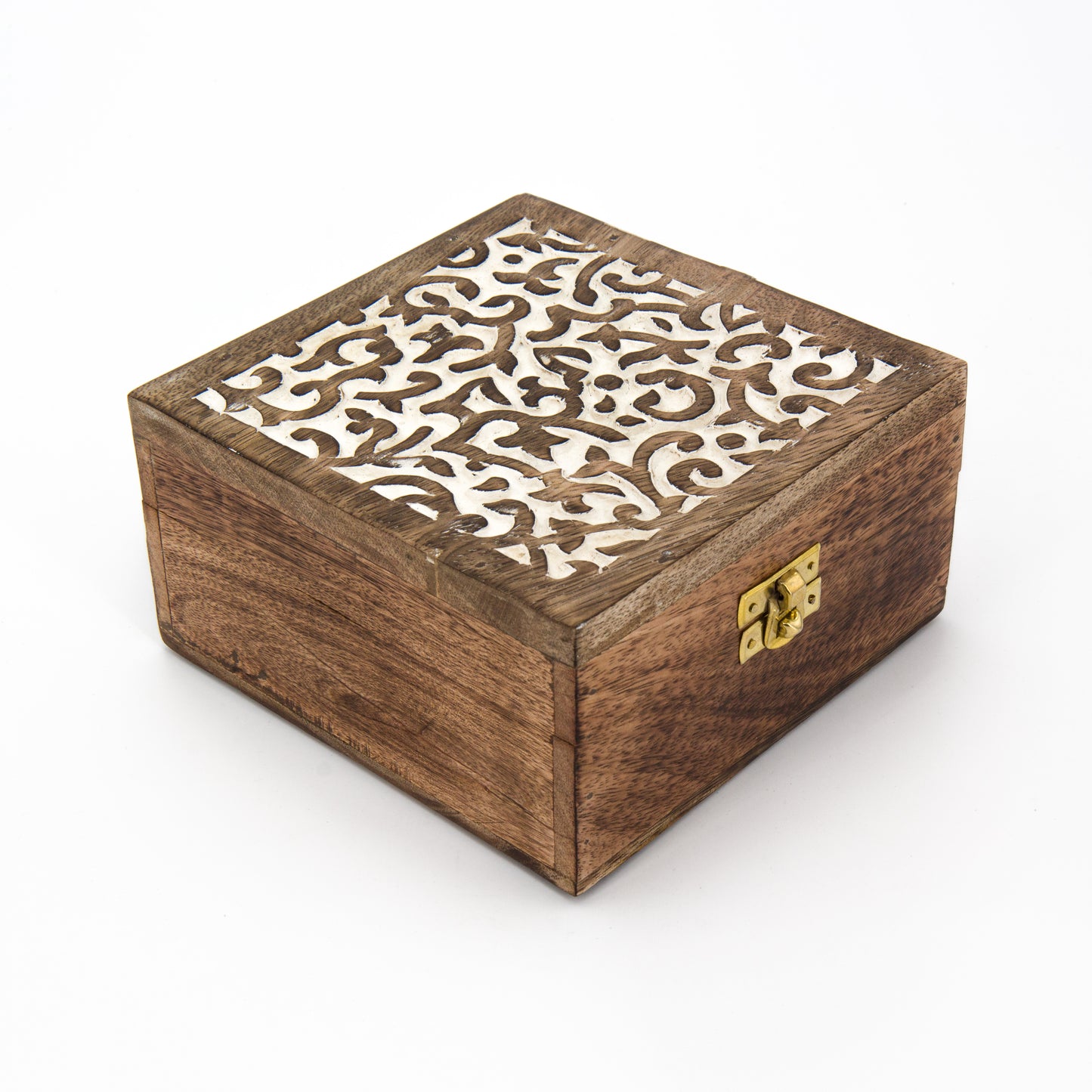 SCATOLA PORTAGIOIE QUADRATA LEGNO MANGO INDIA | COD HUBAQIN3041213