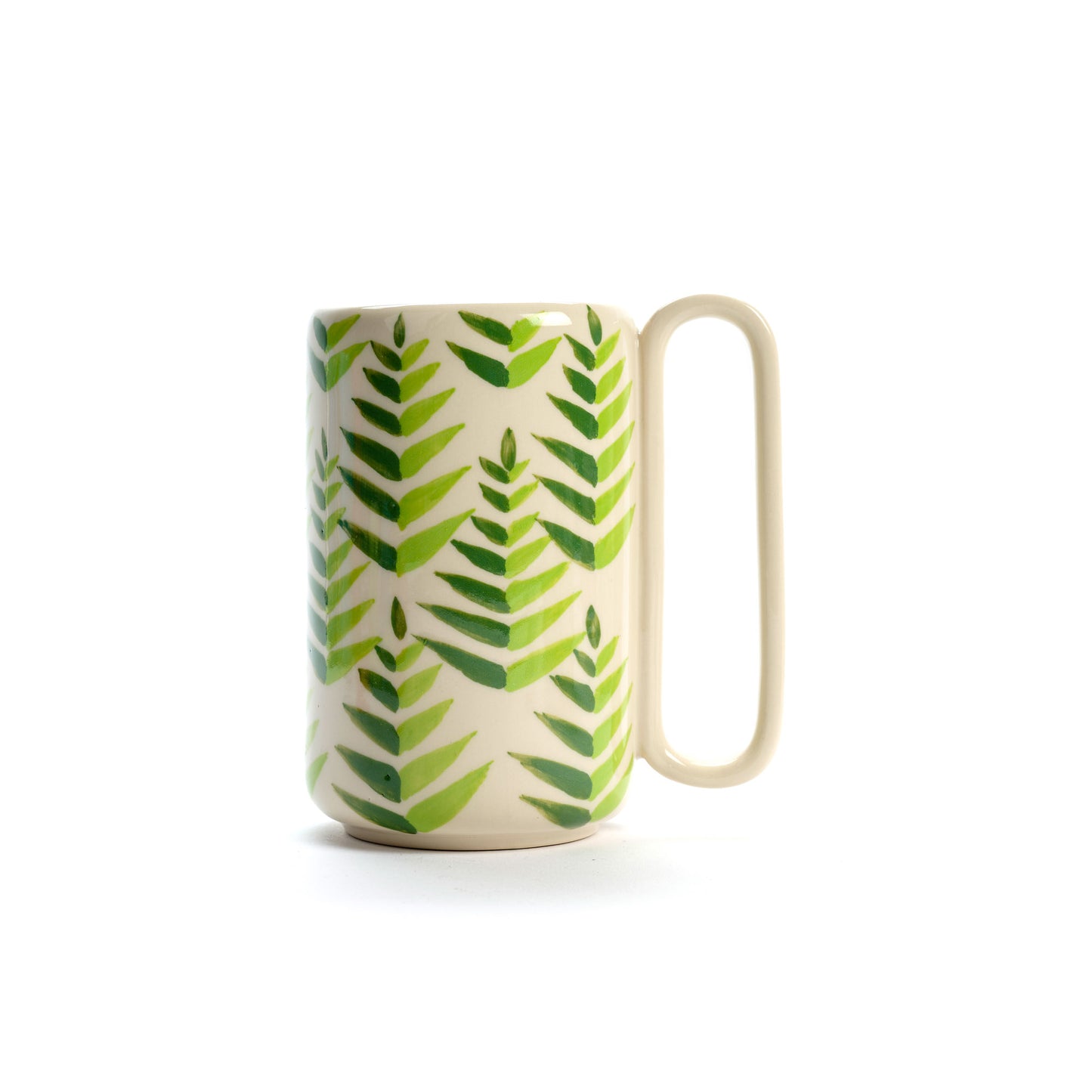 MUG ALTA FOGLIE VERDI IN CERAMICA  | COD: 6103