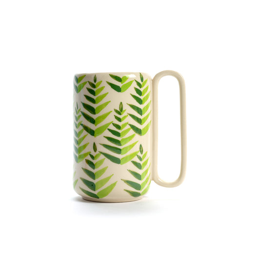 MUG ALTA FOGLIE VERDI IN CERAMICA  | COD: 6103