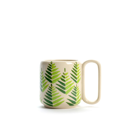 MUG MEDIA FOGLIE VERDI IN CERAMICA  | COD: 6102