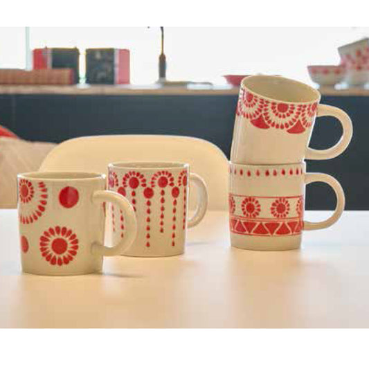 MUG DECORI ROSSI IN CERAMICA  | COD 5165