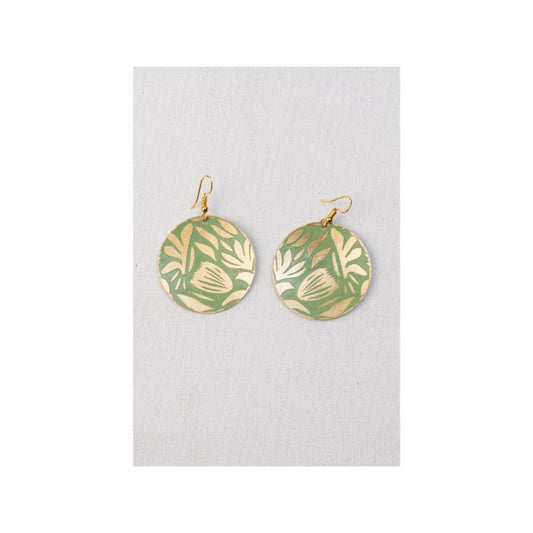 ORECCHINI TARASSACO IN OTTONE INCISO VERDE| HUBM341126147811