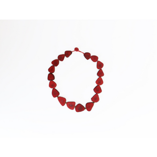 COLLANA GOTAS, TAGUA TAGLIO CUORE, VETRO, ROSSO | HUBM3511421656609