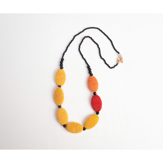 COLLANA MANDORLA, COTONE, VETRO, GIALLO ROSSO | HUBM341140164804