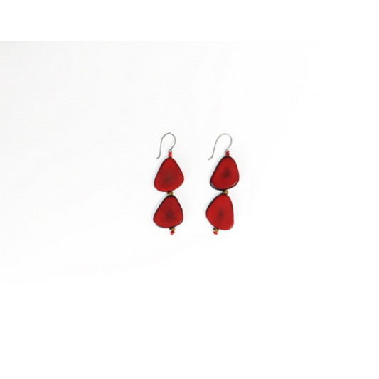 ORECCHINI GOTAS,TAGUA TAGLIO CUORE, VETRO, ROSSO | HUBM351142165509