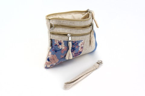 Interno pochette tre tasche Summer Patchwork. Collezione Trame 2026. Artigianato Equosolidale Vietnam