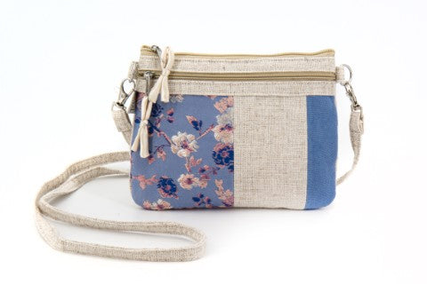 Borsa mini due tasche Summer Patchwork . Collezione Trame 2026. Artigianato equosolidale Vietnam