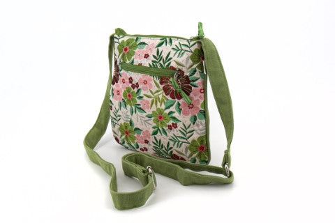 Retro della borsa Brocade Cat tracolla piccola. Collezione Trame- Artigianato equosolidale Vietnam
