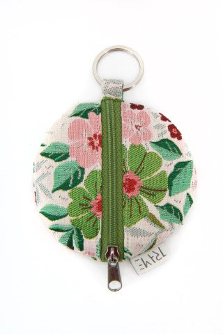 Portachiavi o portamonete cotone broccato disegno floreale. regalo olidale per donna dal Vietnam