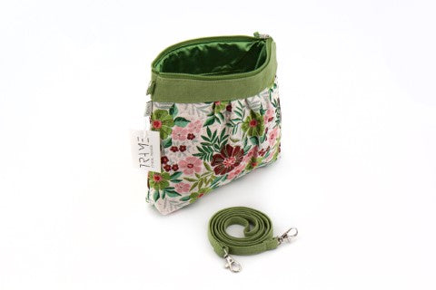 Interno della borsa Sweety in cotone canvas e broccato con disegno floreale. Artigianato equosolidale Vietnam