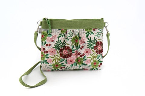 borsa Sweety in cotone canvas e broccato con disegno floreale. Artigianato equosolidale Vietnam