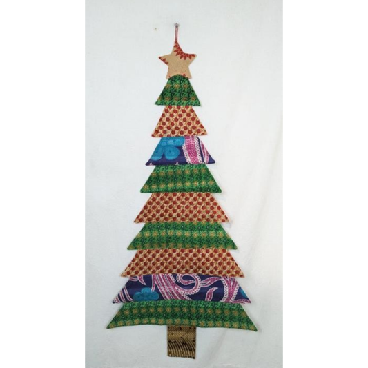 Albero in Sari Riciclato da Appendere Grande fatto a mano in Bangladesh – BaSE – addobbo natalizio equosolidale