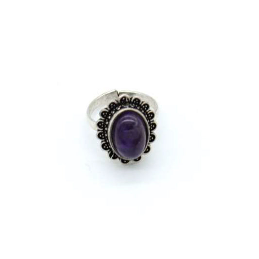 ANELLO ZORA, OTTONE PLACCATO ARGENTO, AMETISTA VIOLA  | HUBM341133163713