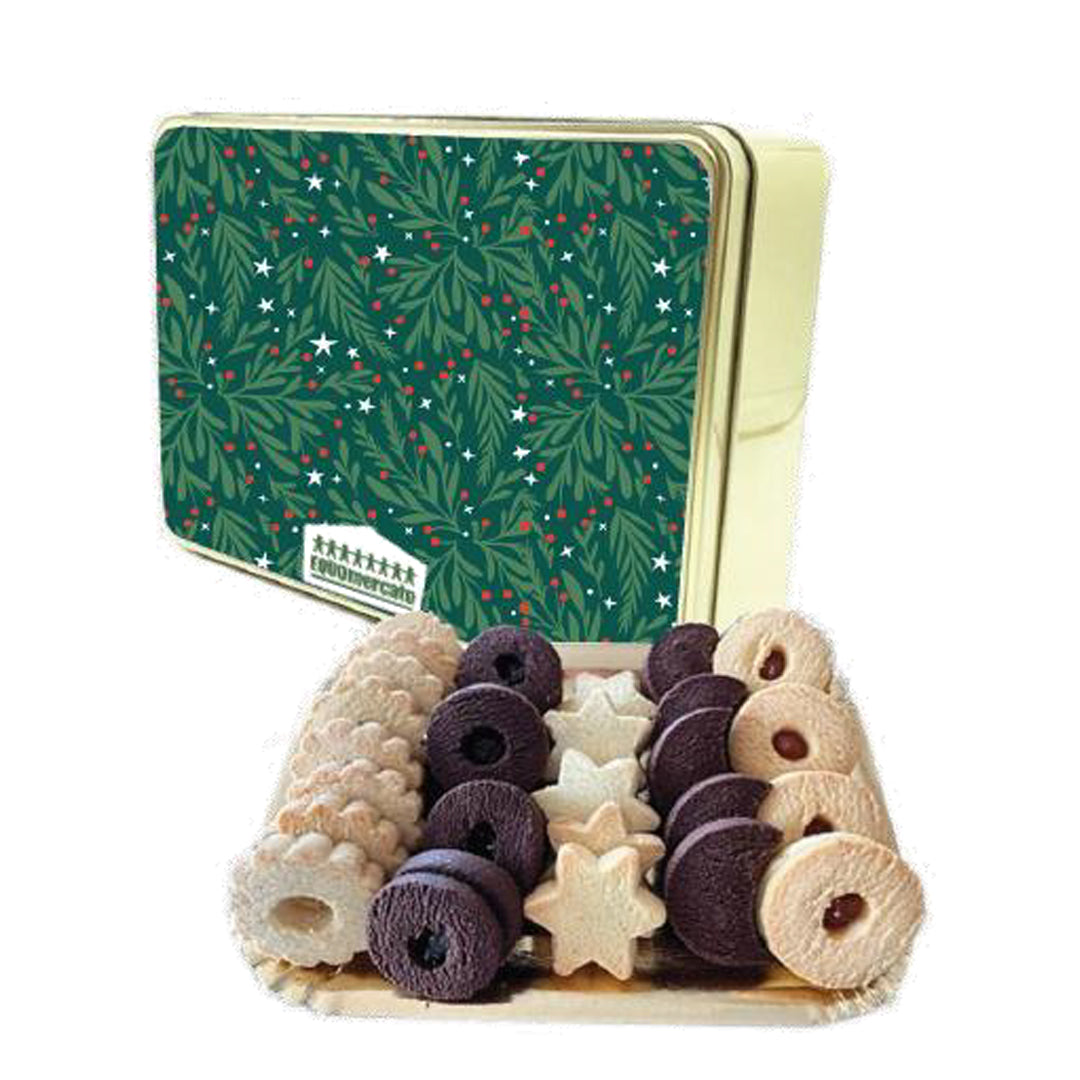 Scatola di Latta con Misto di Biscotti Artigianali - Natale Equosolidale
