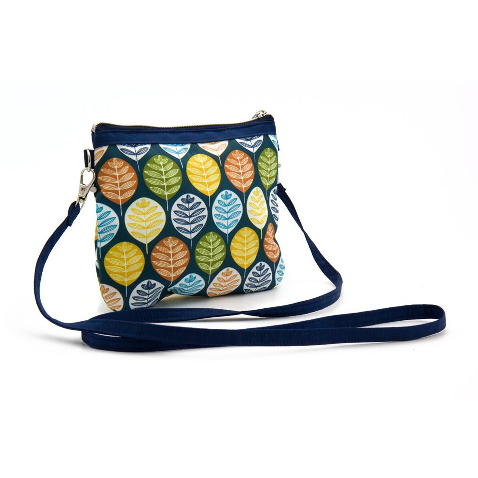 Pochette mini artigianale blu stampa foglie multicolore – Craftbeauty Vietnam