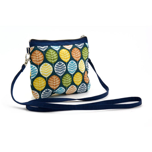 Pochette mini artigianale blu stampa foglie multicolore – Craftbeauty Vietnam