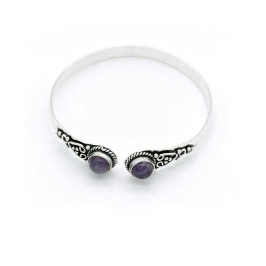 BRACCIALE ZORA OTTONE PLACCATO ARGENTO AMETISTA VIOLA INDIA| HUBM341133163813