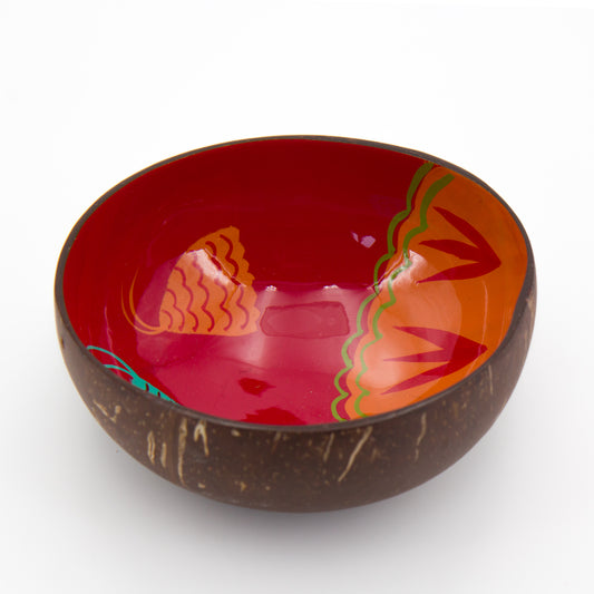 Ciotola in cocco con farfalla rossa artigianale da Craft Link Vietnam per un regalo solidale