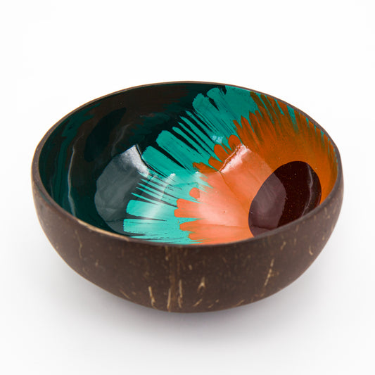 Ciotola Garofano arancio  in guscio di cocco decorata a mano da Craft Link Vietnam. Per un regalo veramente solidale