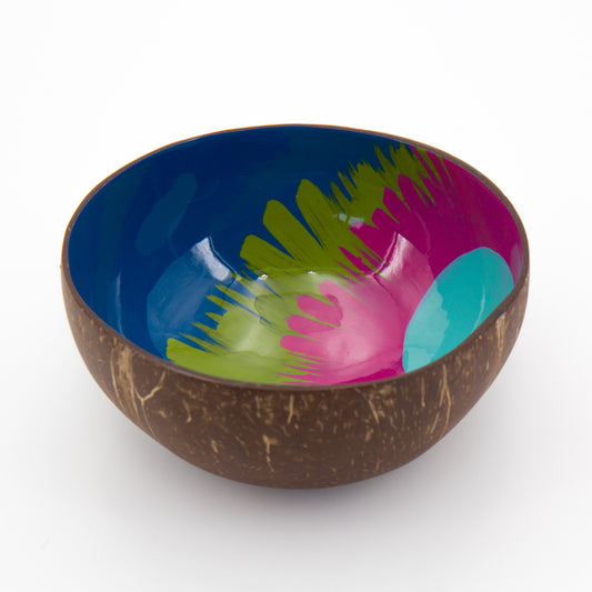 Ciotola Garofano fucsia in guscio di cocco decorata a mano da Craft Link Vietnam. Per un regalo veramente solidale