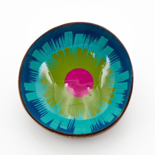 Interno Ciotola Garofano arancio  in guscio di cocco decorata a mano da Craft Link Vietnam. Per un regalo veramente solidale