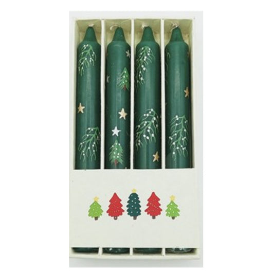 COFANETTO 4 CANDELE VERDI DECORAZIONE NATALIZIA| COD HUBEQ7421068
