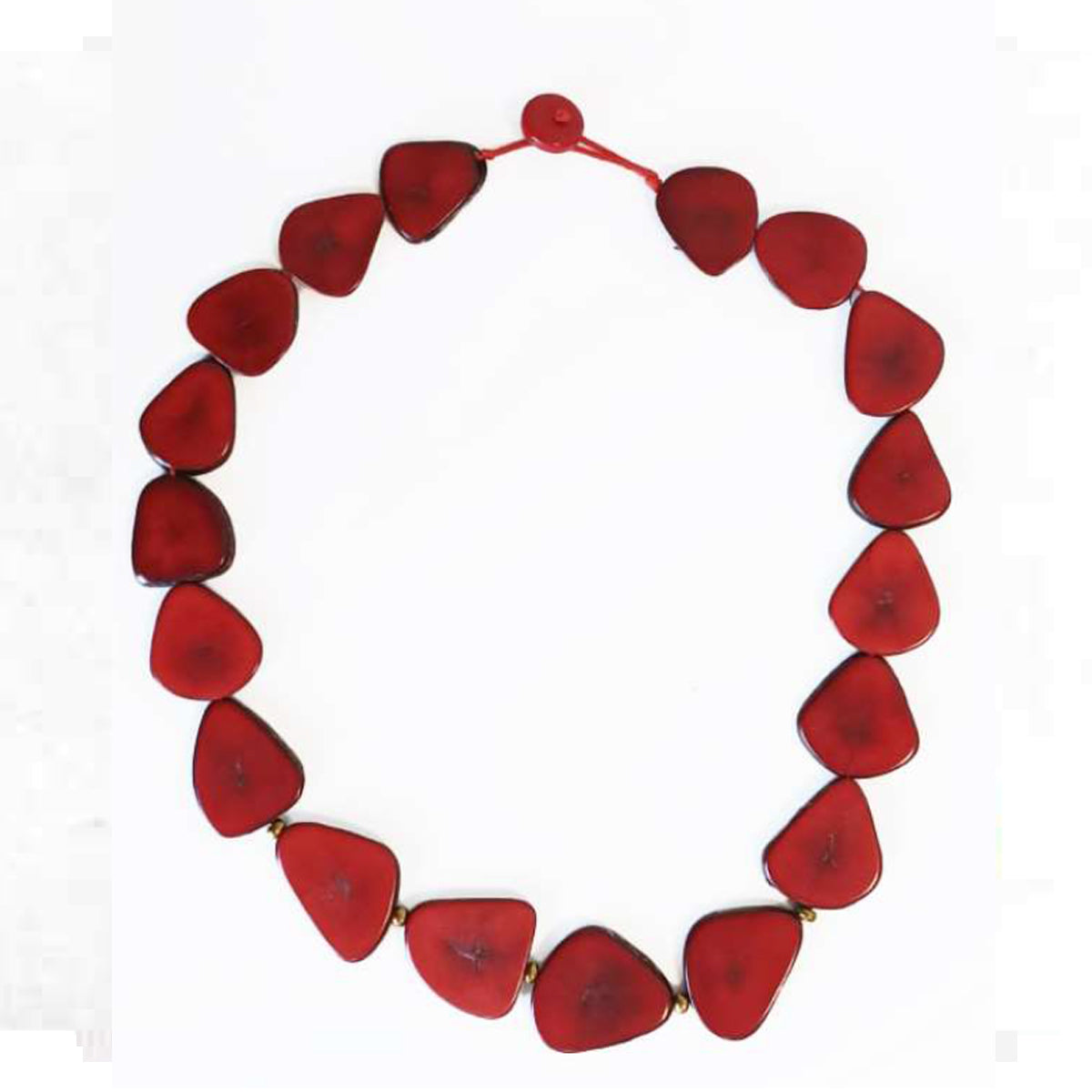 COLLANA GOTAS, TAGUA TAGLIO CUORE, VETRO, ROSSO | HUBM3511421656609